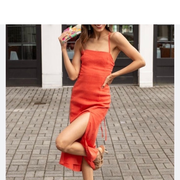 Astr the Label Women's Brayden Lace-up-Back MIDI Dress - Coral - Picture 4 of 4